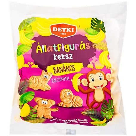 DETKI Banános keksz, gyerekeknek, 160 g, DETKI, állatfigurás
