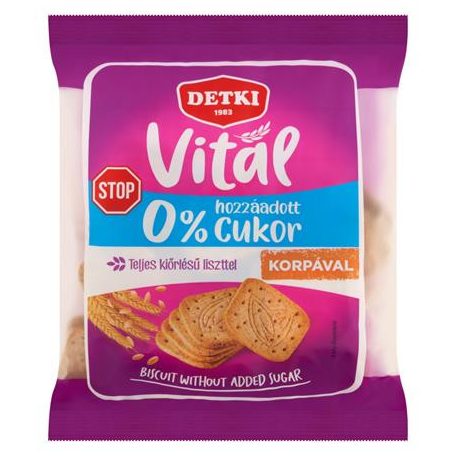DETKI Háztartási keksz, cukormentes, 180 g, DETKI "Vitál Cukor Stop", teljes kiőrlésű