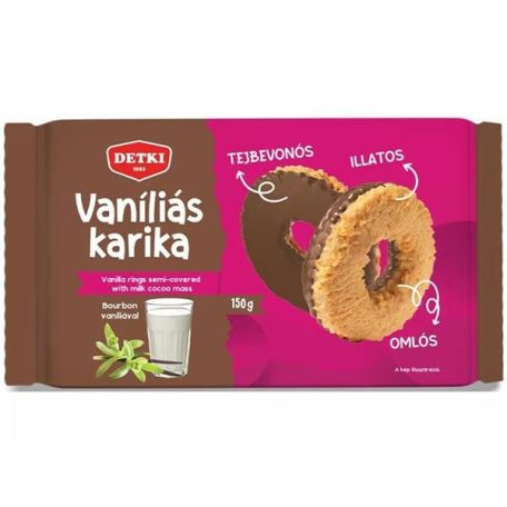 DETKI Vaníliás karika, 150 g, DETKI, tejbevonóval mártva