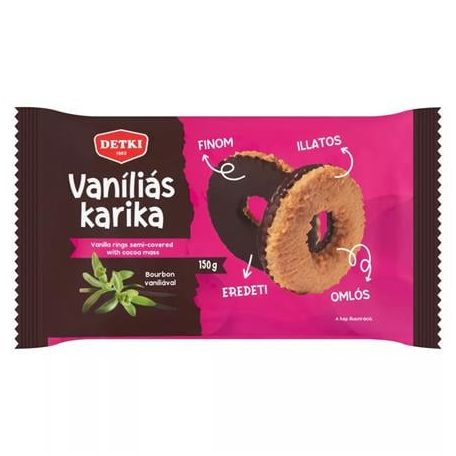 DETKI Vaníliás karika, 150 g, DETKI, étbevonóval félig mártva