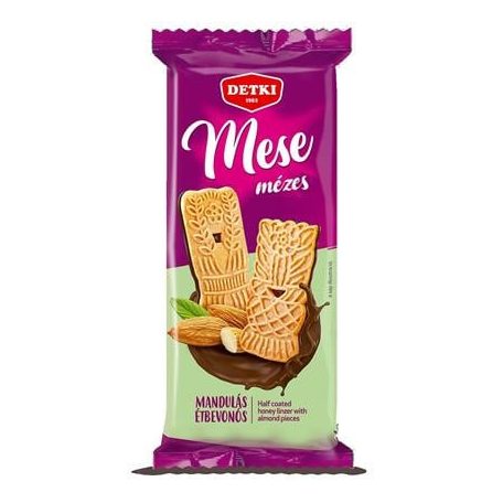DETKI Mézes linzer, 180 g, DETKI "Mese", manduladarabokkal, kakaós étbevonómasszával félig mártva