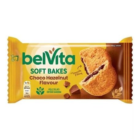 BELVITA Keksz, 50 g, BELVITA "Jó reggelt! Softy" mogyorós ízű kakaós töltelékkel
