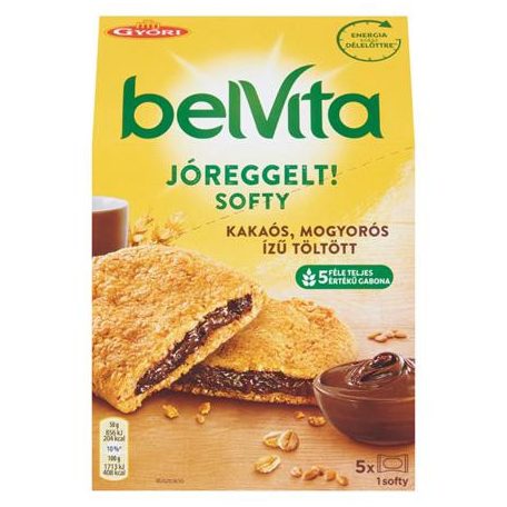 BELVITA Keksz, 5x50 g, BELVITA "Jó reggelt! Softy" mogyorós ízű kakaós töltelékkel