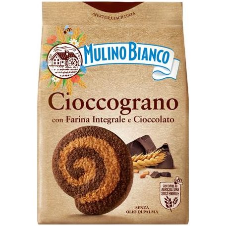 MULINO BIANCO Keksz, teljes kiőrlésű, 330 g, MULINO BIANCO "Cioccograno", csokoládés