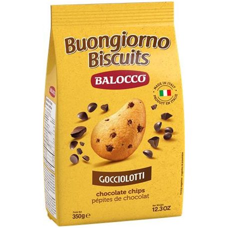 BALOCCO Reggeliző keksz, 350 g BALOCCO "Gioccolotti", csokoládé darabokkal