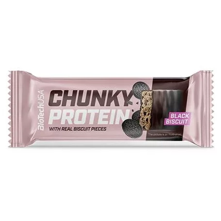 BIOTECH USA Fehérjeszelet, gluténmentes, 50g, BIOTECH USA "Chunky Protein Bar", Black Biscuit