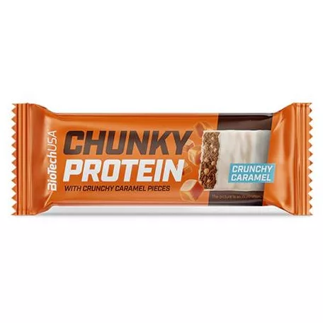 BIOTECH USA Fehérjeszelet, gluténmentes, 50g, BIOTECH USA "Chunky Protein Bar", Crunchy Caramel