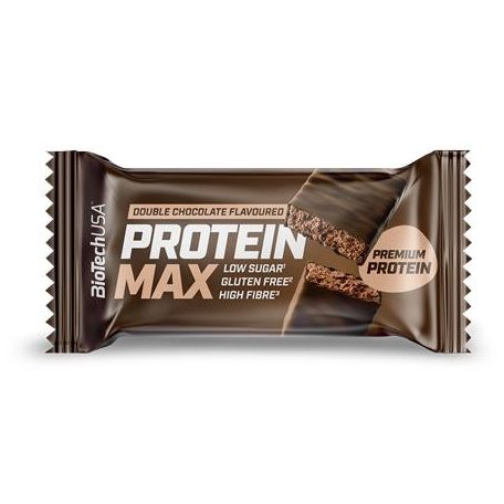 BIOTECH USA Fehérjeszelet, gluténmentes, 45g, BIOTECH USA "Protein Max", dupla csokoládé