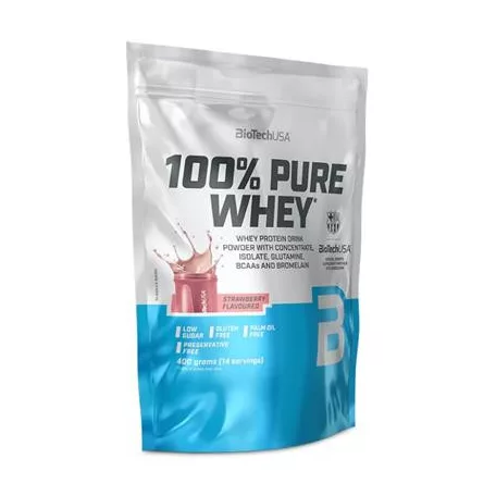 BIOTECH USA Tejsavó fehérjepor, 400g, BIOTECH USA "100% Pure Whey", eper