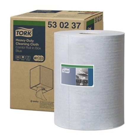 TORK Tisztítókendő, tekercses, W1/W2 rendszer, 1 rétegű, TORK, kék