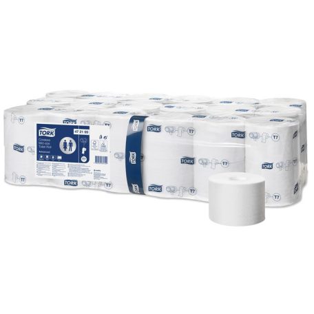 TORK Toalettpapír, T7 rendszer, 2 rétegű, 13,1 cm átmérő, Advanced, TORK "Mid-size", fehér