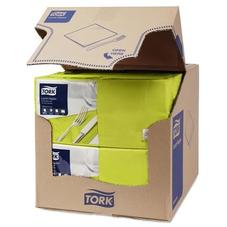 TORK Szalvéta, 1/4 hajtogatott, 2 rétegű, 33x33 cm, Advanced, TORK "Lunch", lime