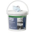 TORK Tisztítókendő, szöszszegény, 1 rétegű, 200 db, hordozható vödörben, W10 rendszer,TORK, türkizkék