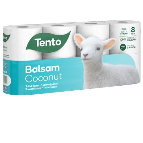 TENTO Toalettpapír, 3 rétegű, kistekercses, 8 tekercs, TENTO "Balsam Coconut", fehér