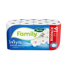   TENTO Toalettpapír, 2 rétegű, kistekercses, 16 tekercs, TENTO "Family White", fehér