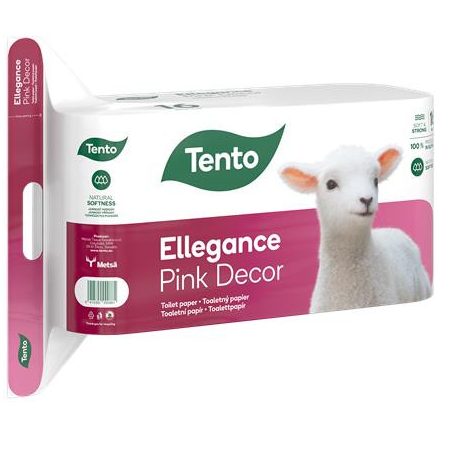 TENTO Toalettpapír, 3 rétegű, kistekercses, 16 tekercs, TENTO "Ellegance Pink Decor", fehér
