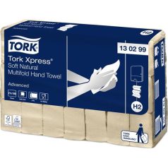   TORK Kéztörlő, Interfold hajtás, 2 rétegű, 180 lap, H2 rendszer, Advanced, TORK "Xpress Soft Multifold", natúr