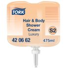 TORK Folyékony szappan, 475 ml, S2 rendszer, TORK "Mini Luxury", tusoláshoz és hajmosáshoz