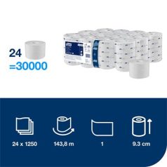   TORK Toalettpapír, belsőmag nélküli, T7 rendszer, 1 rétegű, 13,1 cm átmérő, Universal, TORK "OptiServe", fehér