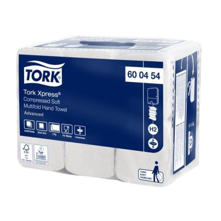 TORK Kéztörlő, tömörített, Interfold, 2 réteg, 200 lap, H2 rendszer, Advanced, TORK "Xpress Soft Multifold", fehér