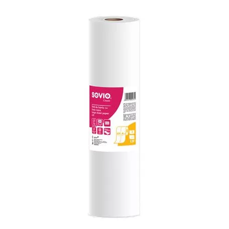 SOVIO Vizsgálóasztal terítő, 2 rétegű, 49 cm x 50 m, 130 lap, SOVIO