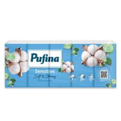   PUFINA Papír zsebkendő, 3 rétegű, 10x10 db, PUFINA "Sensitive"