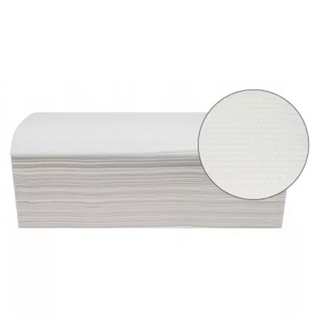 Kéztörlő, V hajtogatott, 2 rétegű, 150 lap, 23x25 cm, "Vella", hófehér