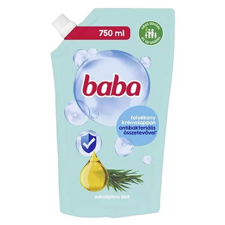 BABA Folyékony szappan utántöltő, 750 ml, BABA, eukaliptusz