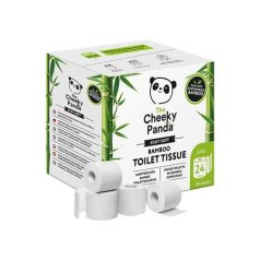   CHEEKY PANDA Toalettpapír, bambusz, 3 rétegű, kistekercses, 24 tekercs, CHEEKY PANDA, fehér