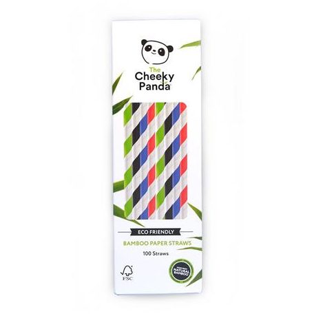 CHEEKY PANDA Szívószál, egyenes, bambusz, 100 db, CHEEKY PANDA, vegyes színek