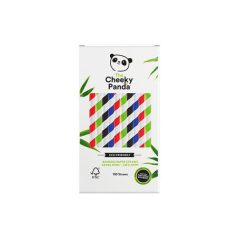   CHEEKY PANDA Szívószál, egyenes, bambusz, XL méret, 100 db, CHEEKY PANDA, vegyes színek