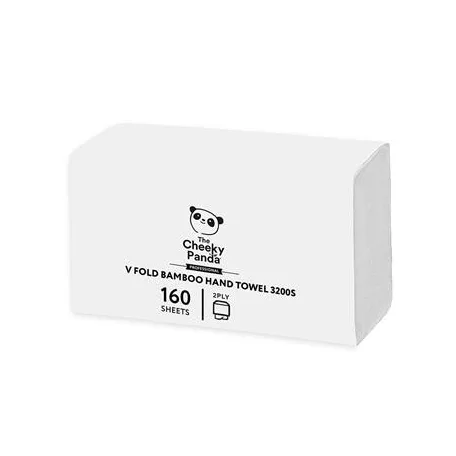 CHEEKY PANDA Kéztörlő, bambusz, V hajtogatott, 2 rétegű, 160 lap, 21,5x22,5 cm, CHEEKY PANDA, fehér