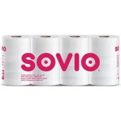   SOVIO Toalettpapír, 3 rétegű, 250 lap, 27,5 m, 8 tekercs, SOVIO