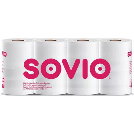 SOVIO Toalettpapír, 3 rétegű, 250 lap, 27,5 m, 8 tekercs, SOVIO