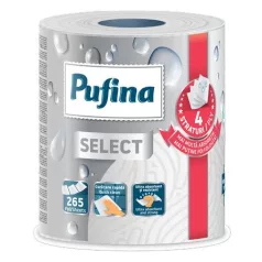  PUFINA Háztartási papírtörlő, 4 rétegű, 265 lap, 1 tekercses, PUFINA "Select"