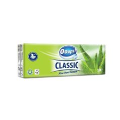   OOOPS Papír zsebkendő, 3 rétegű, 10x10 db, OOOPS "Classic", aloe vera