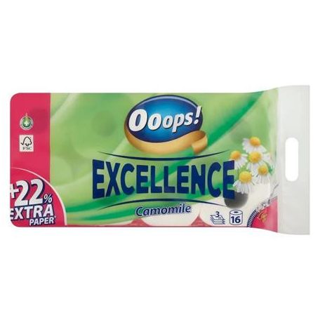 OOOPS Toalettpapír, 3 rétegű, kistekercses, 16 tekercs, OOOPS "Excellence", kamilla