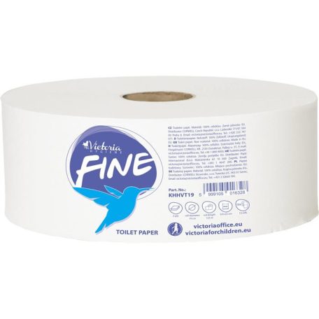VICTORIA HYGIENE Toalettpapír, 2 rétegű, 19 cm átmérő, VICTORIA HYGIENE, "Fine Mini Jumbo", fehér