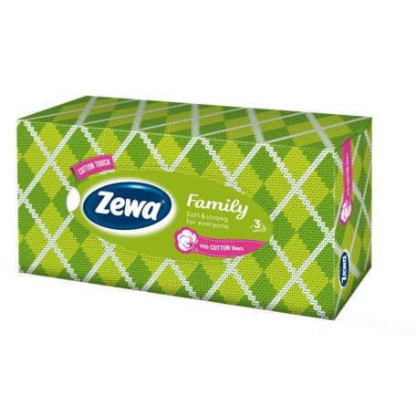 ZEWA Kozmetikai kendő, 3 rétegű, 90 db, ZEWA "Family" illatmentes