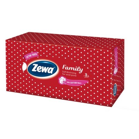ZEWA Kozmetikai kendő, 3 rétegű, 90 db, ZEWA "Family" illatmentes
