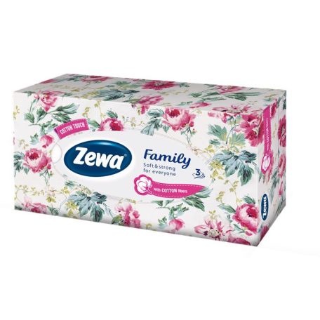 ZEWA Kozmetikai kendő, 3 rétegű, 90 db, ZEWA "Family" illatmentes