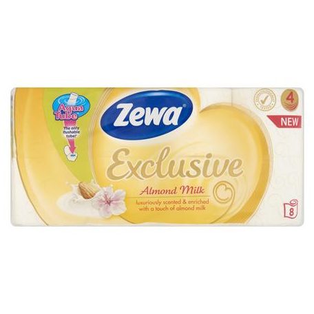 ZEWA Toalettpapír, 4 rétegű, kistekercses, 8 tekercs, ZEWA "Exclusive", almond milk