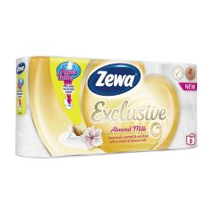   ZEWA Toalettpapír, 4 rétegű, kistekercses, 8 tekercs, ZEWA "Exclusive", almond blossom