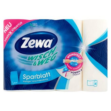 ZEWA Háztartási papírtörlő, 2 rétegű, 4 tekercses, ZEWA "Wisch&Weg sparblatt"