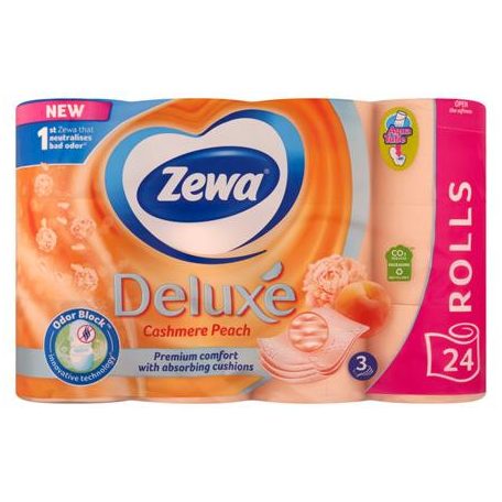 ZEWA Toalettpapír, 3 rétegű, kistekercses, 24 tekercs, ZEWA "Deluxe", barack
