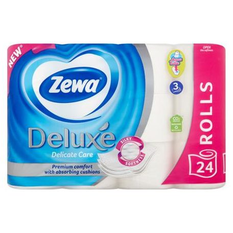 ZEWA Toalettpapír, 3 rétegű, kistekercses, 24 tekercs, ZEWA "Deluxe", fehér
