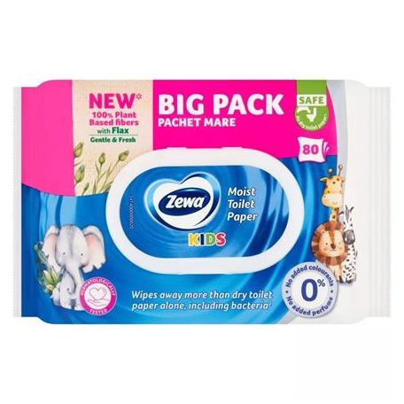 ZEWA Toalettpapír, nedves, 80 db, ZEWA "Kids"