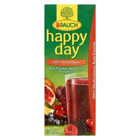 RAUCH Gyümölcslé, 100%, 0,2 l, RAUCH "Happy day", piros multivitamin