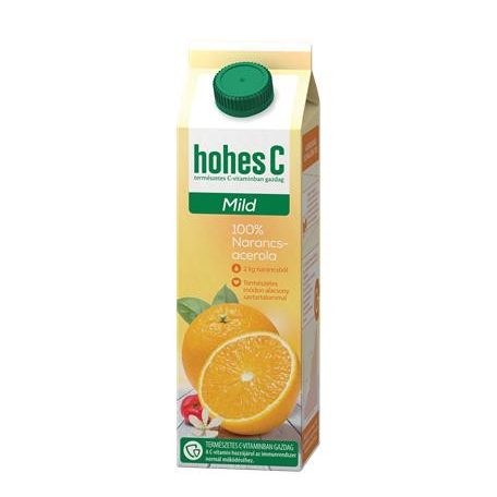 HOHES C Gyümölcslé, 100%, 1 l, HOHES C "Mild Juice", narancs-acerola