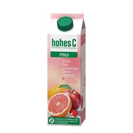 HOHES C Gyümölcslé, 100%, 1 l, HOHES C "Mild Juice", pink grapefruit-alma-narancs